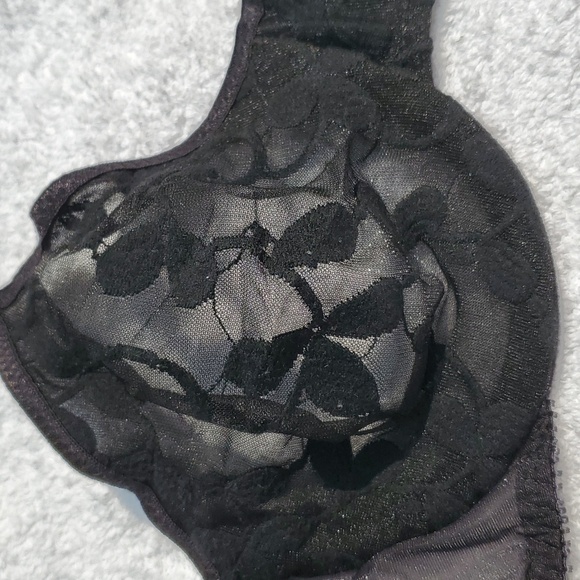 Black Mesh Leaf pattern Bra 34b - Picture 2 of 6